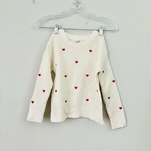 Cat & Jack Cream Knit Sweater with Red Heart Dots